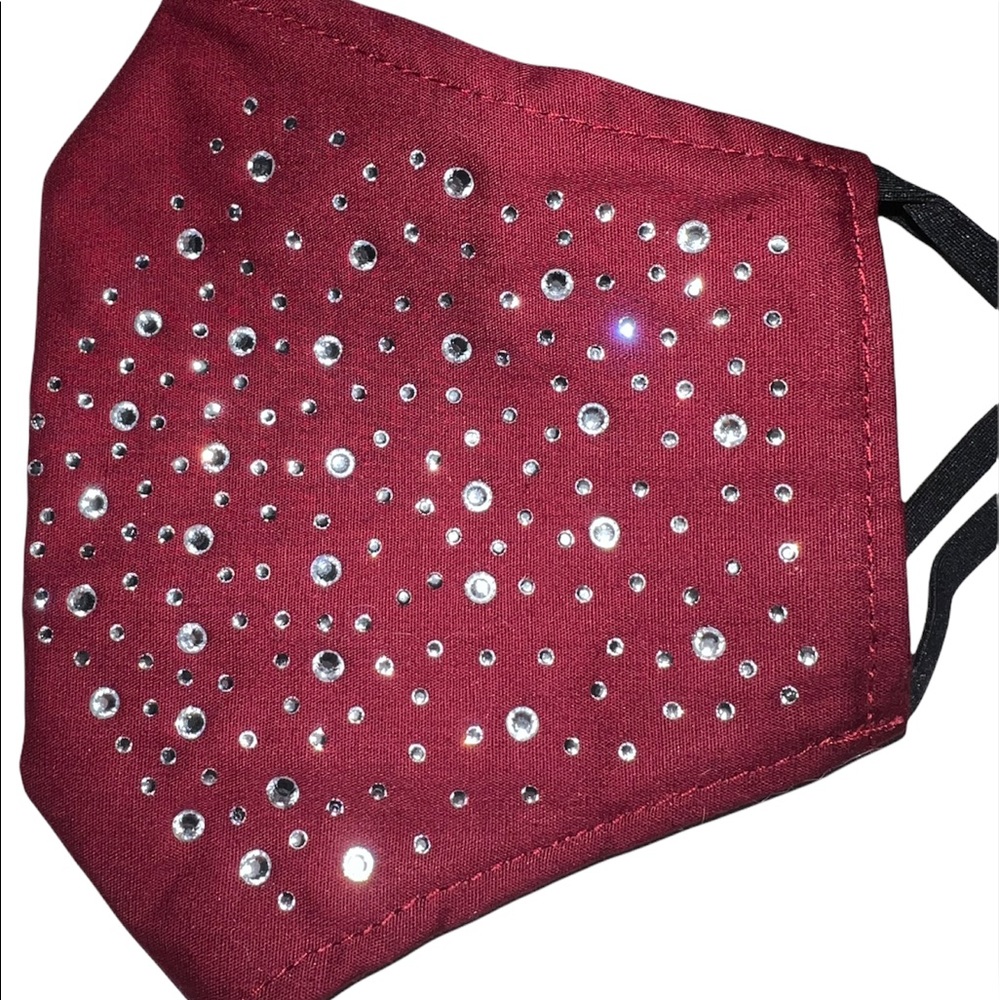 Burgundy Bedazzled Face Mask + Two Filters
